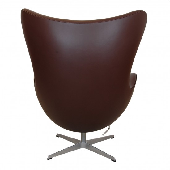 Arne Jacob Egg chair reupholstered in chocolate Nevada aniline leather