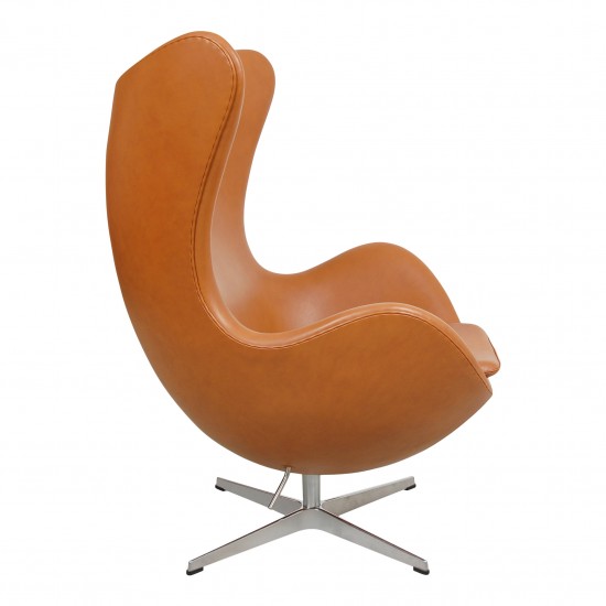 Arne Jacobsen Egg chair reupholstered in Cognac classic leather