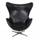 Arne Jacobsen Egg chair with patinated black patinated leather