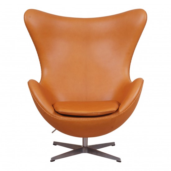 Arne Jacobsen Egg newly upholstered with cognac aniline leather