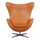 Arne Jacobsen Egg newly upholstered with cognac aniline leather