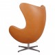 Arne Jacobsen Egg newly upholstered with cognac aniline leather