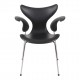 Arne Jacobsen Lily armchair, 3208 newly upholstered with black classic leather