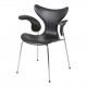 Arne Jacobsen Lily armchair, 3208 newly upholstered with black classic leather