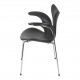 Arne Jacobsen Lily armchair, 3208 newly upholstered with black classic leather