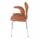 Arne Jacobsen Lily armchair, 3208 newly upholstered with cognac aniline leather