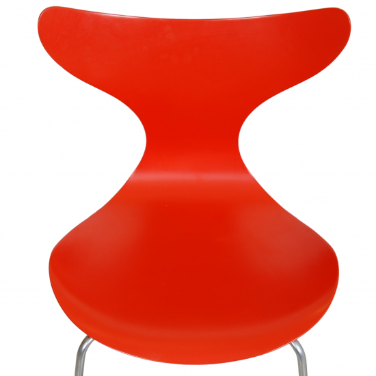 Sæt Arne Jacobsen orange lakeret Lilje stole (6)
