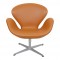 Arne Jacobsen Svane nypolstret i cognac Nevada anilin læder