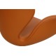 Arne Jacobsen Swan newly upholstered in cognac Nevada aniline leather