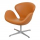 Arne Jacobsen Swan newly upholstered in cognac Nevada aniline leather