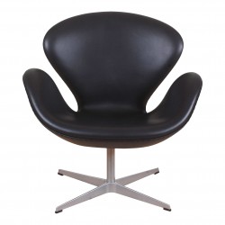 Arne Jacobsen Svane nypolstret i sort anilin læder