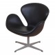 Arne Jacobsen Swan newly upholstered with black aniline leather