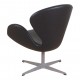 Arne Jacobsen Swan newly upholstered with black aniline leather