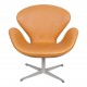 Arne Jacobsen Swan newly upholstered with cognac aniline leather