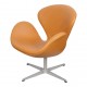 Arne Jacobsen Swan newly upholstered with cognac aniline leather