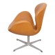 Arne Jacobsen Swan newly upholstered with cognac aniline leather