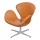 Arne Jacobsen Swan newly upholstered with cognac classic leather