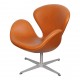 Arne Jacobsen Swan newly upholstered with walnut aniline leather