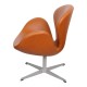 Arne Jacobsen Swan newly upholstered with walnut aniline leather