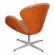 Arne Jacobsen Swan newly upholstered with walnut aniline leather