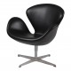 Arne Jacobsen Swan newly upholstered with black classic leather