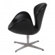 Arne Jacobsen Swan newly upholstered with black classic leather