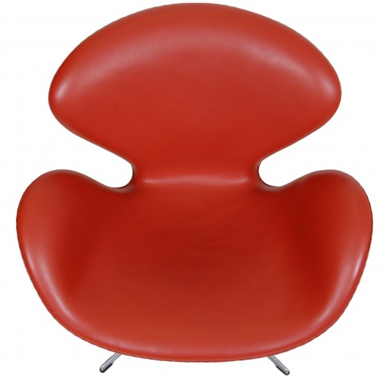 Arne Jacobsen Swan chair in original red leather 2006