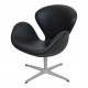 Arne Jacobsen Swan newly upholstered in black Nevada aniline leather