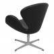 Arne Jacobsen Swan newly upholstered in black Nevada aniline leather