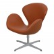 Arne Jacobsen Swan newly upholstered in Walnut Nevada aniline leather