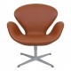 Arne Jacobsen Swan newly upholstered in Walnut Nevada aniline leather