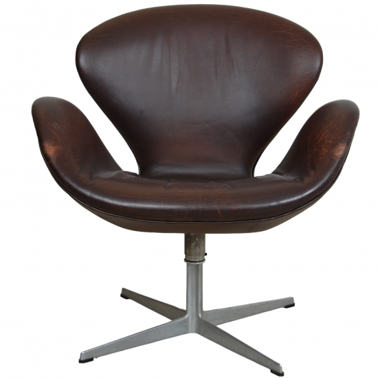 Arne Jacobsen Swan chair, vintage version in brown patinated leather