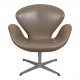 Arne Jacobsen Swan chair in original gray patinated leather