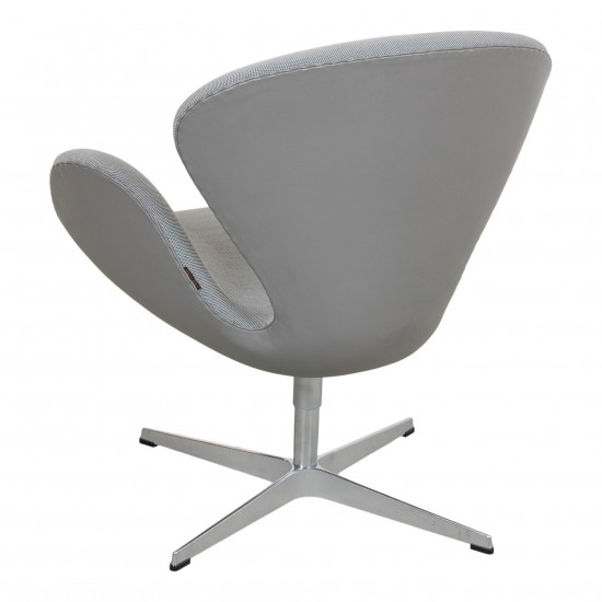 Arne Jacobsen Svane stol i originalt grå møbel stof grå læder på bagside