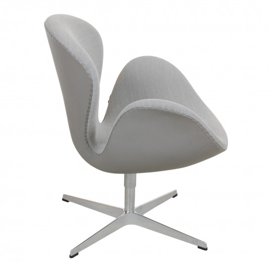 Arne Jacobsen Svane stol i originalt grå møbel stof grå læder på bagside