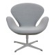 Arne Jacobsen Swan chair in original gray furniture fabric gray leather on the back