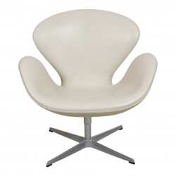 Arne Jacobsen Swan chair in original white patinated leather Arne Jacobsen Swan chair in original white patinated leather