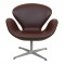 Arne Jacobsen Svane nypolstret i chokolade Nevada anilin læder