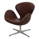 Arne Jacobsen Swan reupholstered in Chocolate Nevada aniline leather