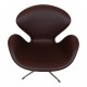 Arne Jacobsen Swan reupholstered in Chocolate Nevada aniline leather