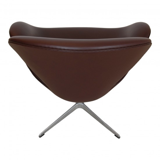 Arne Jacobsen Swan reupholstered in Chocolate Nevada aniline leather