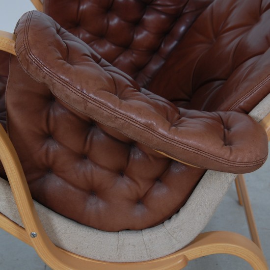 Bruno Mathsson Pernilla chair model 69 in brown aniline leather