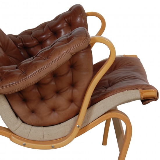 Bruno Mathsson Pernilla chair model 69 in brown aniline leather