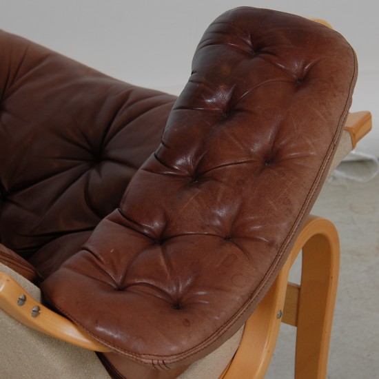 Bruno Mathsson Pernilla chair model 69 in brown aniline leather