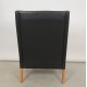 Børge Mogensen Wingchair in patinated black leather