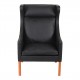 Børge Mogensen Wing chair armchair newly upholstered with black bison leather