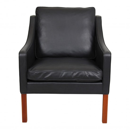 Børge Mogensen 2207 armchair newly upholstered with black aniline leather