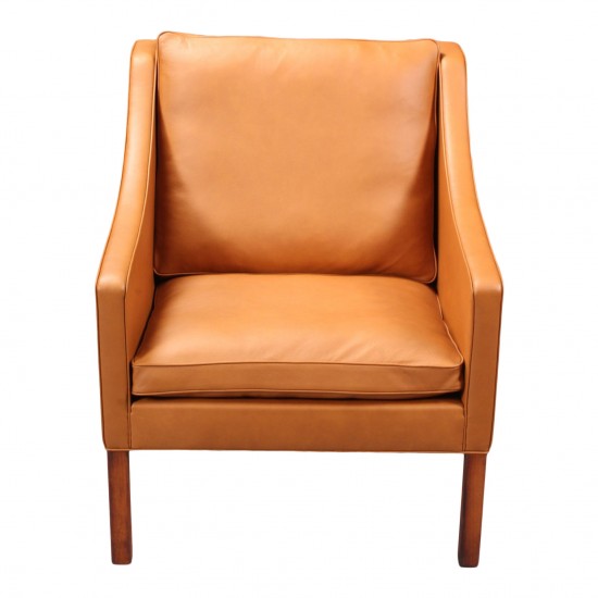 Børge Mogensen 2207 armchair, newly upholstered with cognac aniline leather