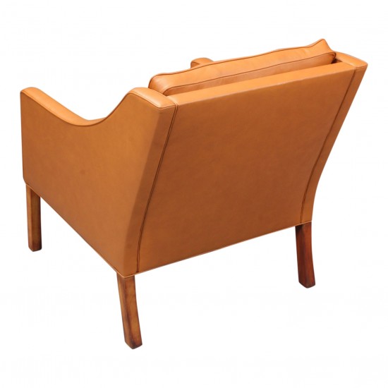 Børge Mogensen 2207 armchair, newly upholstered with cognac aniline leather