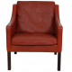 Børge Mogensen 2207 lounge chair in red leather with patina